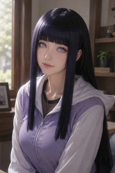 Hinata Hyuga Dark Blue Long Straight Cosplay Wig