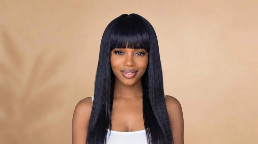 After wearing Hinata Hyuga Dark Blue Long Straight Cosplay Wig