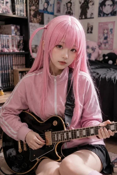Hitori Gotoh Long Pink Anime Cosplay Wig