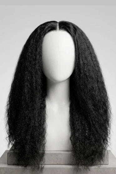 Kinky Straight V-Part Machine Made Glueless Wig