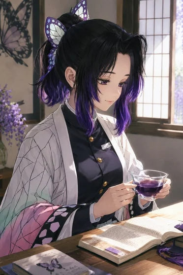 Kochou Shinobu Black to Purple Gradient Ponytail Cosplay Wig