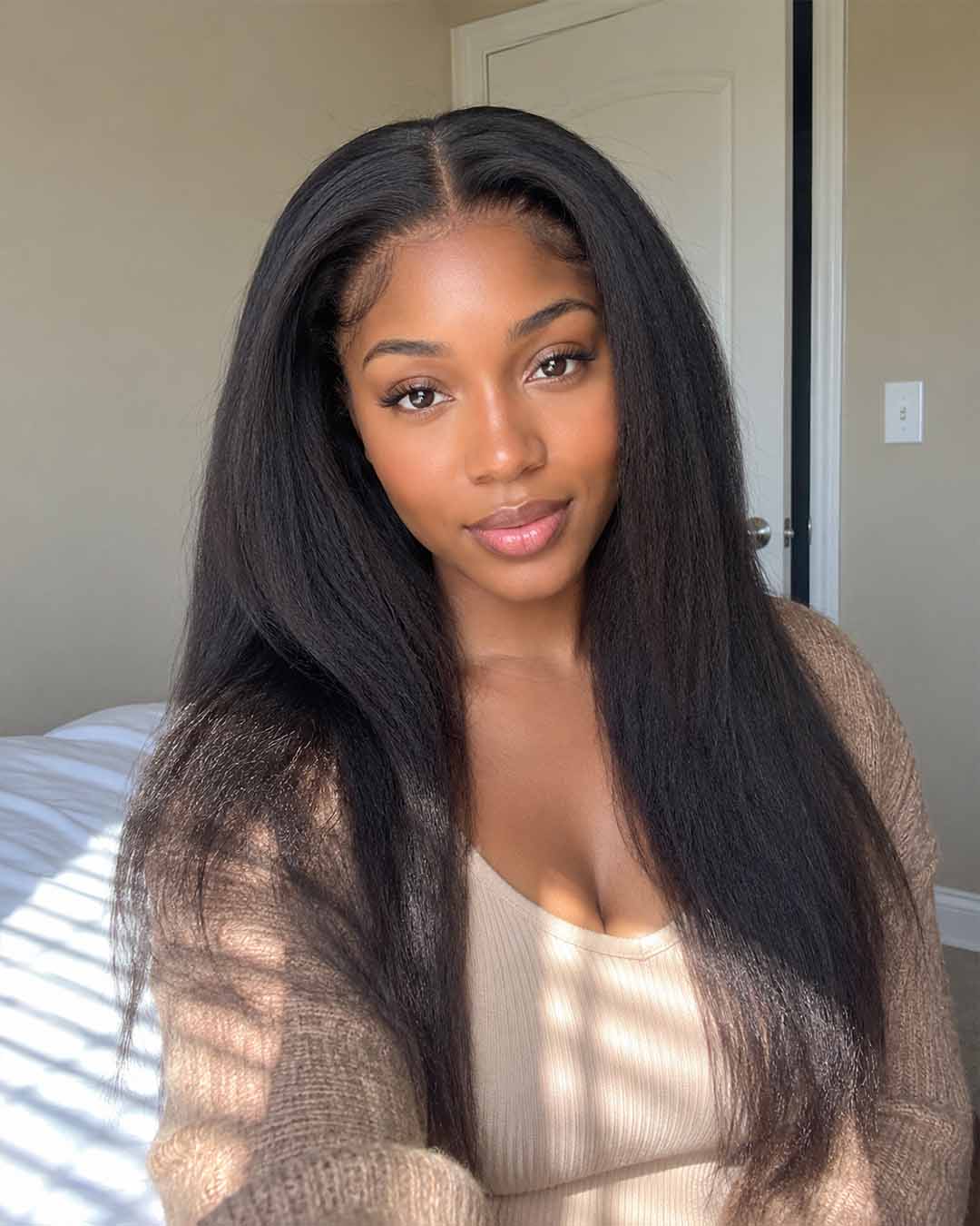Customer style image - Kinky Straight 360 HD Lace Glueless Human Hair Wig