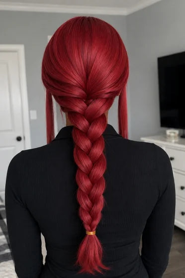 Makima Long Rose Red Braided Anime Cosplay Wig