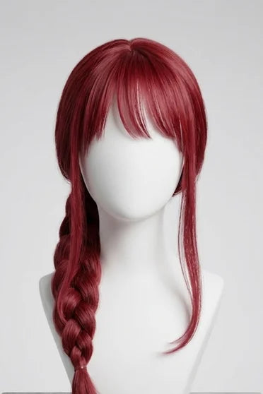 Makima Long Rose Red Braided Anime Cosplay Wig