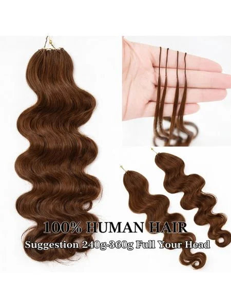 Medium Brown Body Wave Invisible Micro-Loop Hair Extension