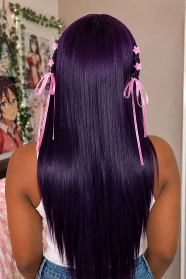 Miyo Saimori Long Dark Purple Anime Cosplay Wig