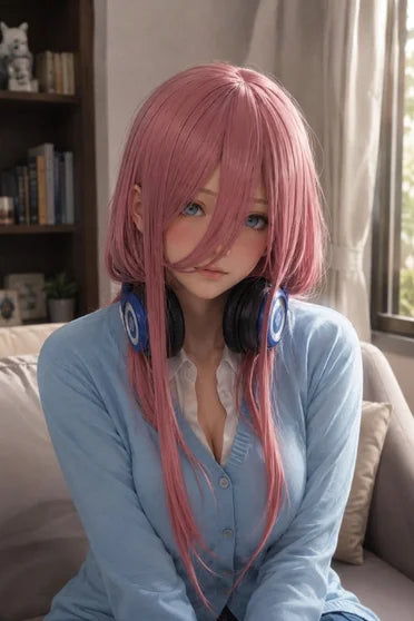 Nakano Miku Dark Pink Cosplay Wig