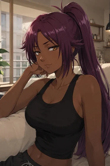 Shihouin Yoruichi Purple Long Ponytail Cosplay Wig