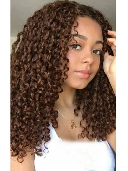 Chocolate Brown Spiral Curly Crochet Invisible Knotless, Braiding
