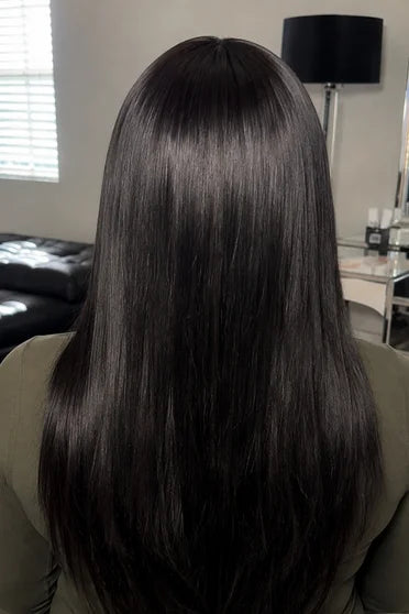 Straight HD Lace Human Hair Blend Wig 220% Density