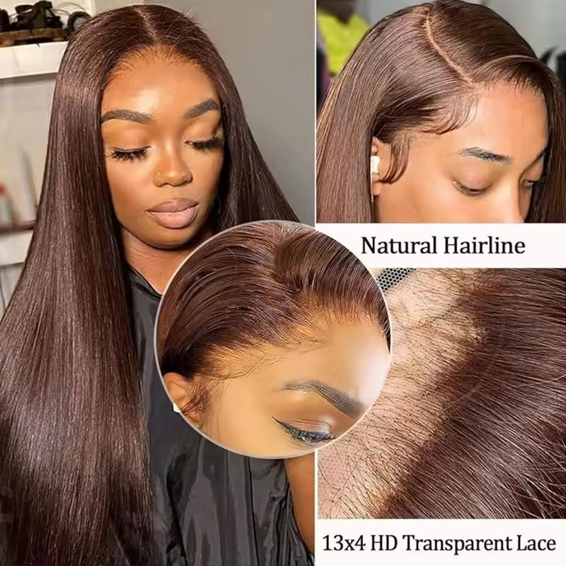13x4 HD Lace Natural Brown Brazilian Virgin Wig