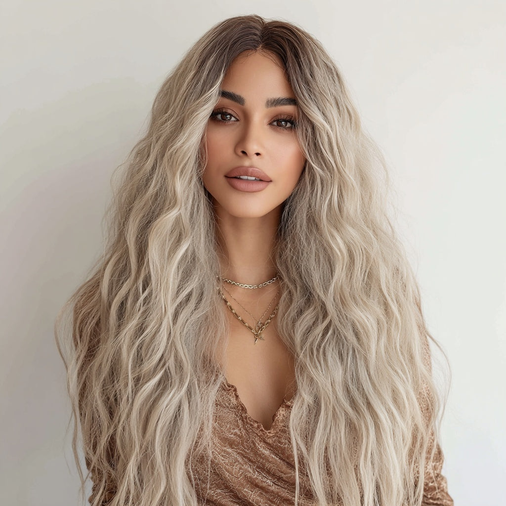Gradient Wavy V-Part Lace Front Wig