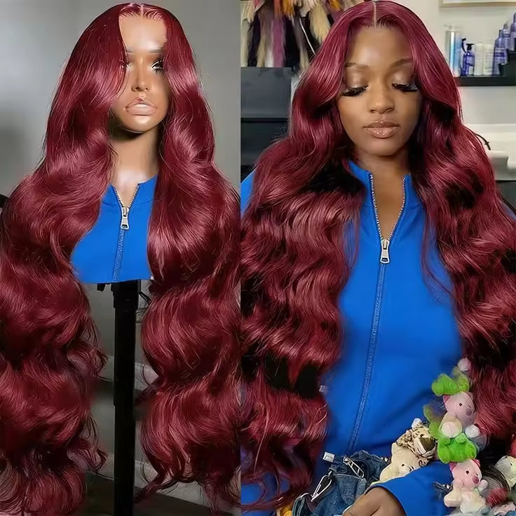13x6 HD Lace Burgundy Human Hair Wig