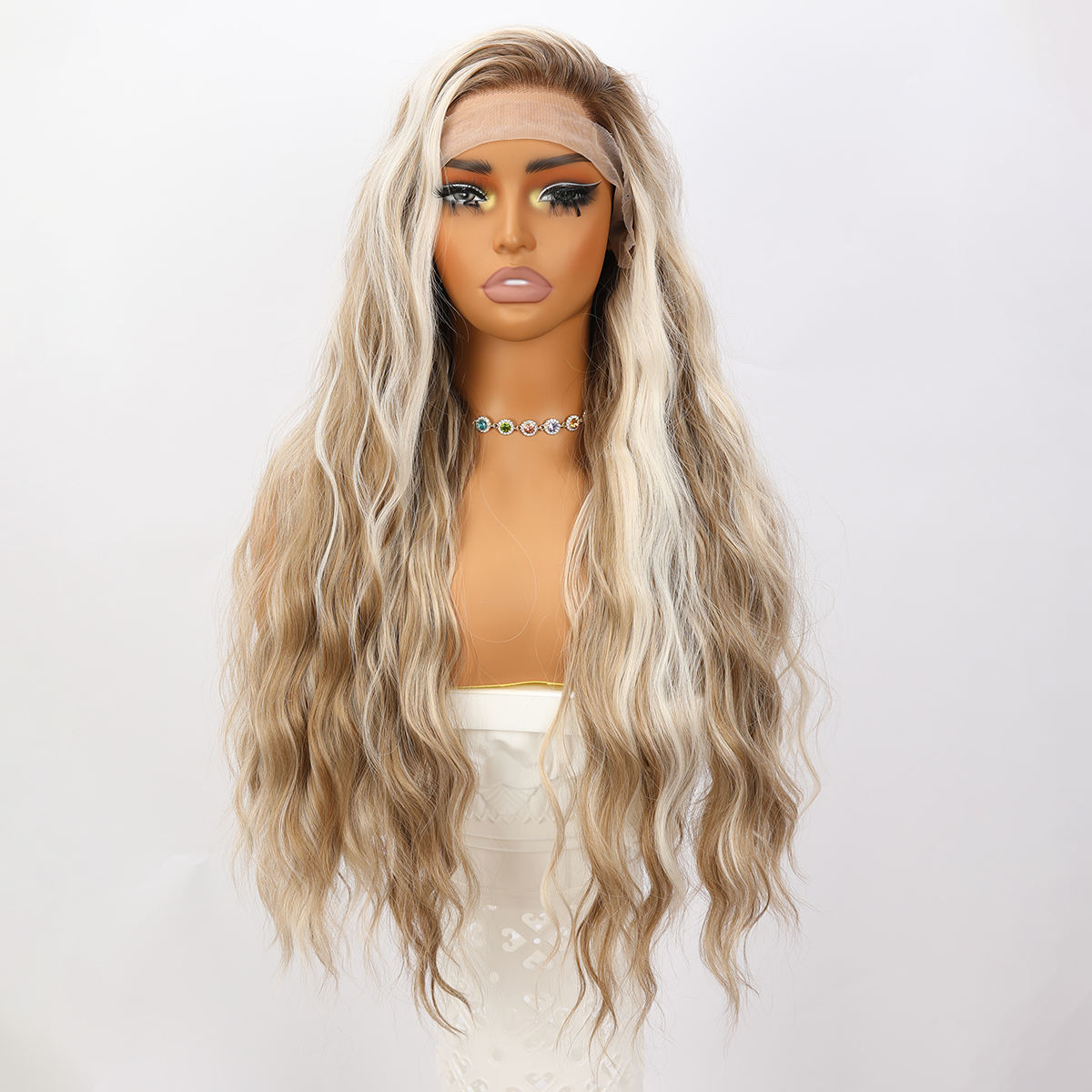 Brown Blonde Mixed V-Part High Lace Front Wig