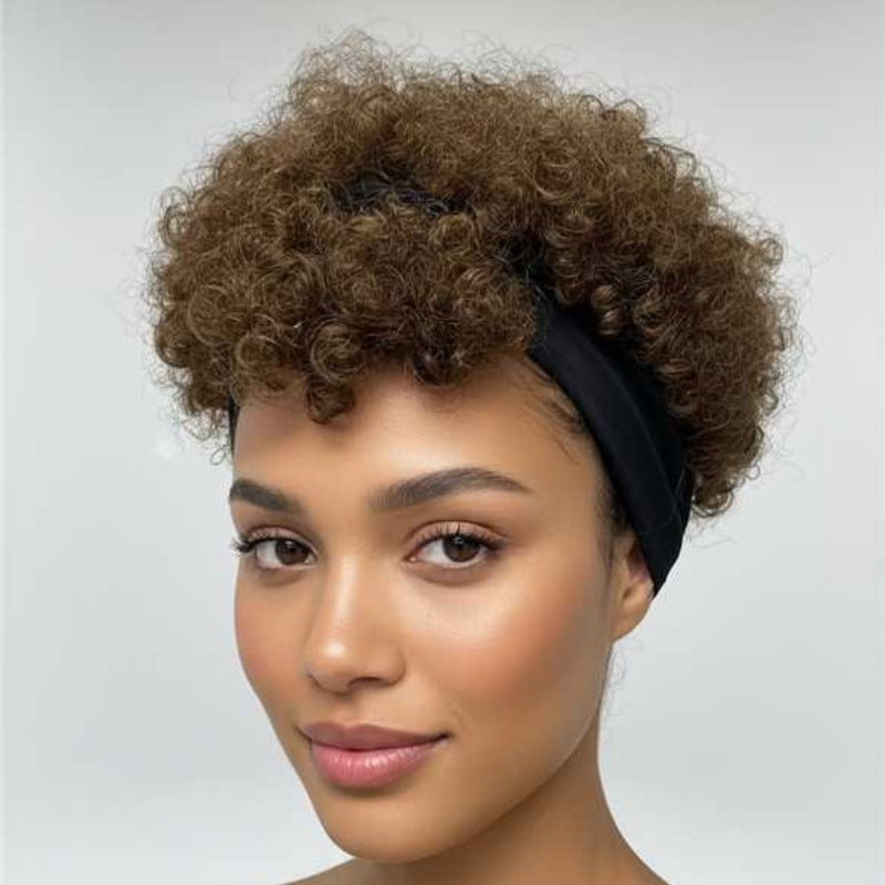 Brown Short Curly Glueless Ice Silk Wig