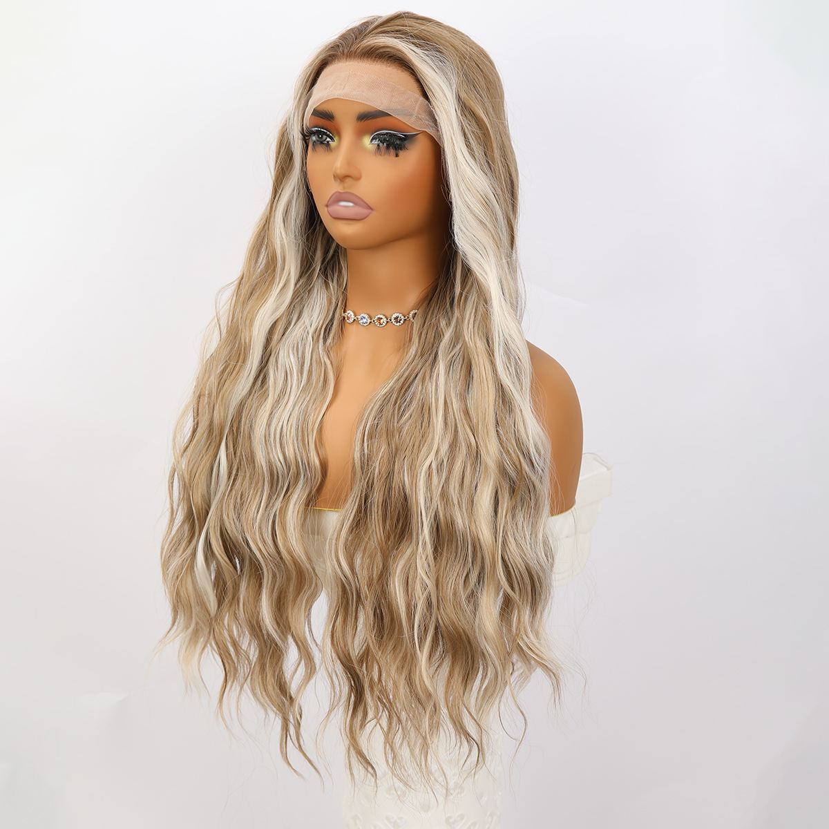 Brown Blonde Mixed V-Part High Lace Front Wig