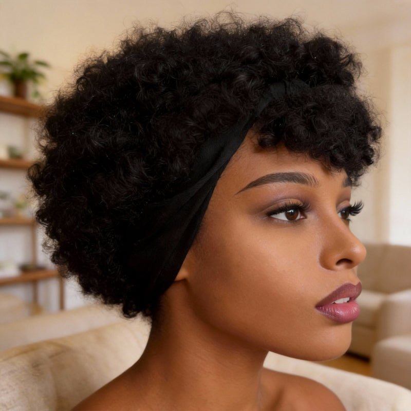 Natural Black Short Afro Kinky Curly Wig