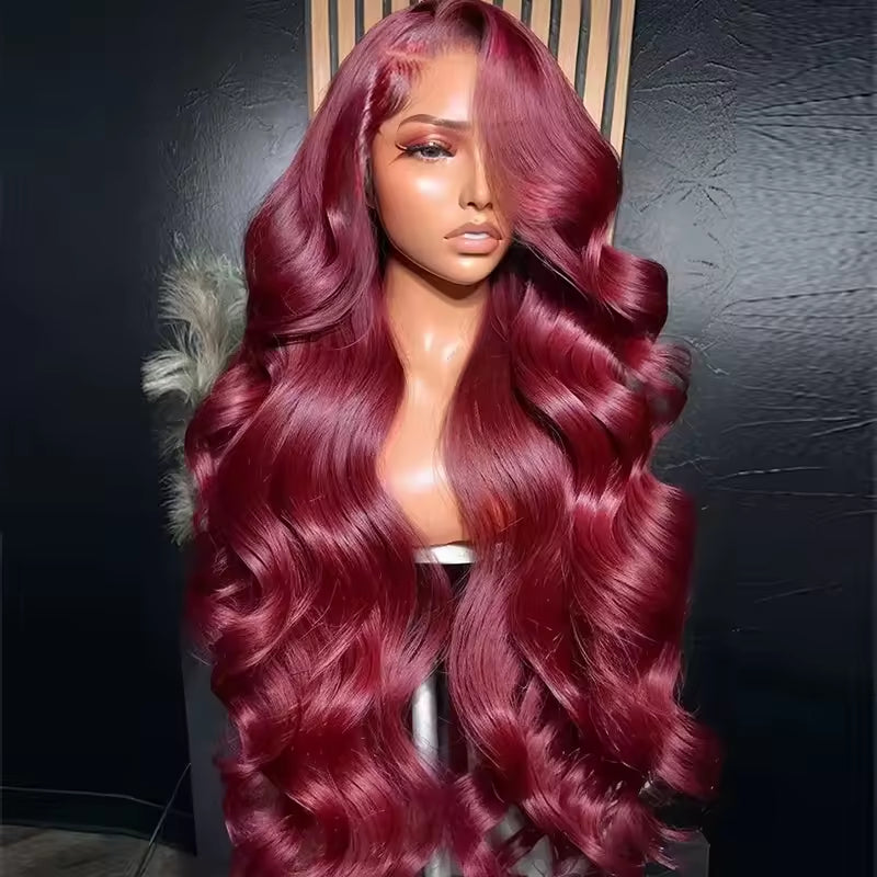 13x6 HD Lace Burgundy Human Hair Wig