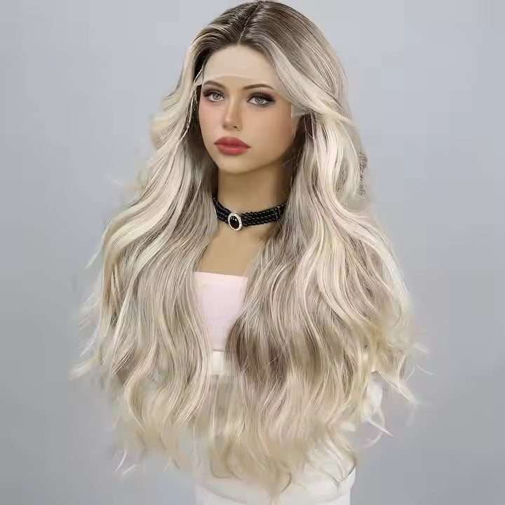 Gold Gradient Wavy V-Part Lace Front Wig