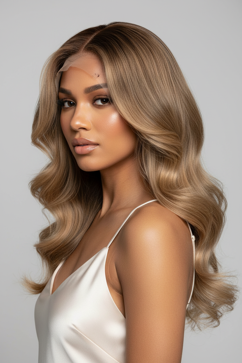 Brown Gradient Long Synthetic Lace Front Wig